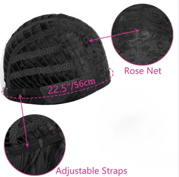 Kochou Kanae cosplay wig, black long heat-resistant synthetic hair with rose net and adjustable straps, 22.5in