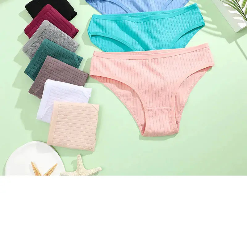 Women's cotton striped panties, 4-piece set in assorted colors, Simples Market