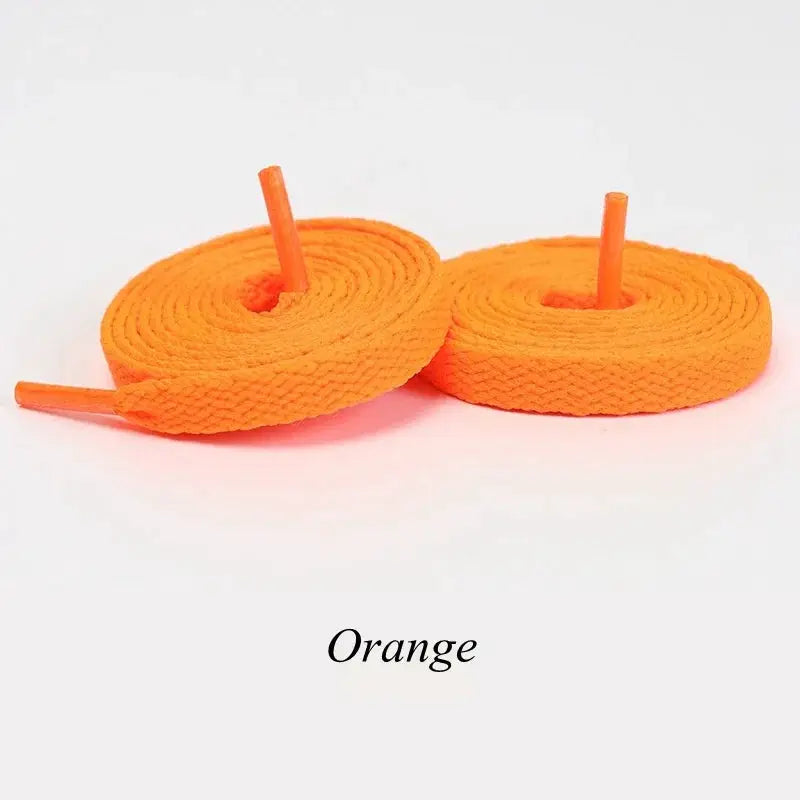 Flat orange shoelaces, 1 pair for sneakers, casual unisex shoe strings