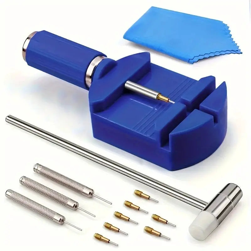 Simples Market blue watch link removal tool kit with pin punch, long rod and assorted tips