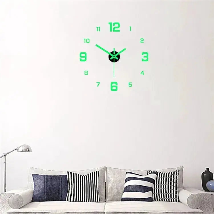 EW Creative Simple Luminous Digital Clock European Style Silent Wall Clock DIY Wall Sticker For Study And Living Room