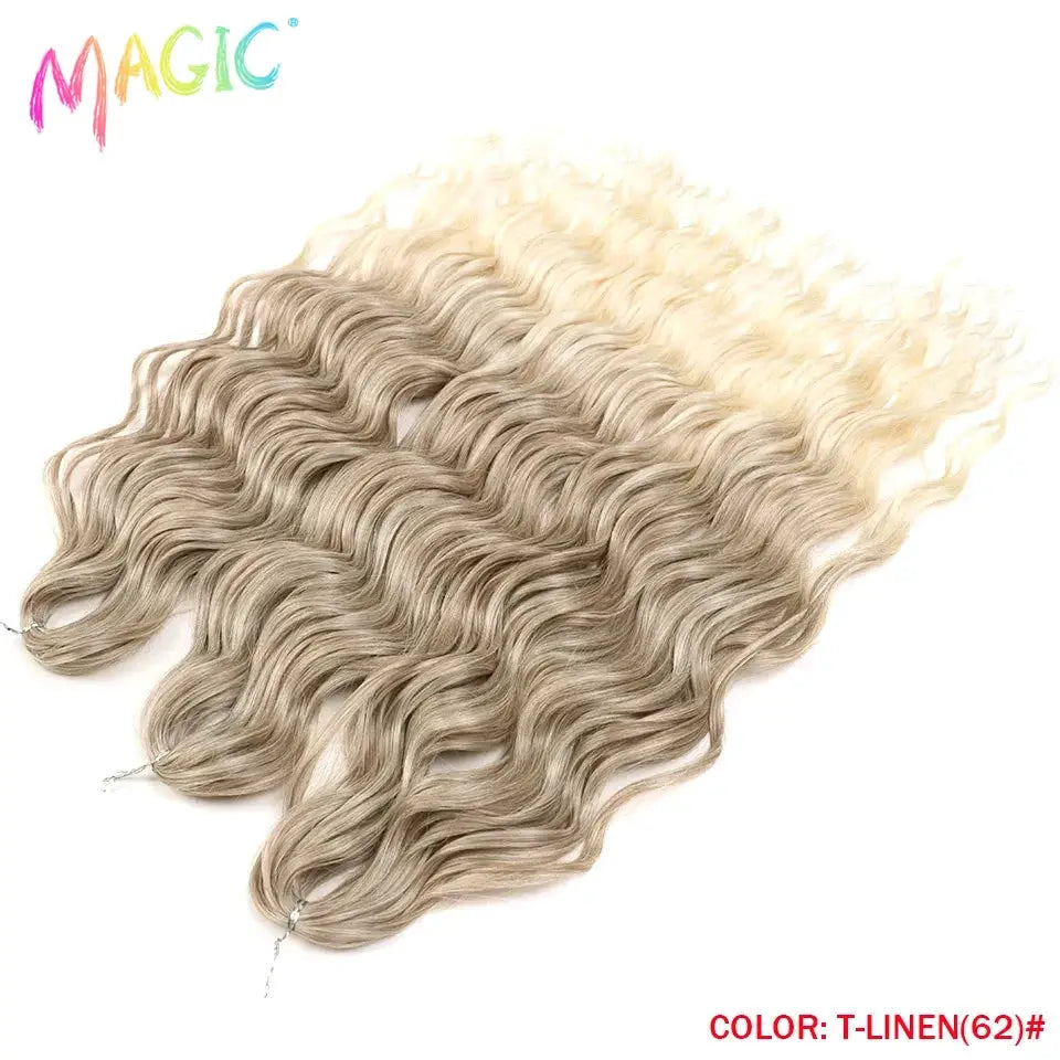 Anna synthetic hair extensions set, 24in water-wave braiding hair, ombre blonde, MAGIC brand