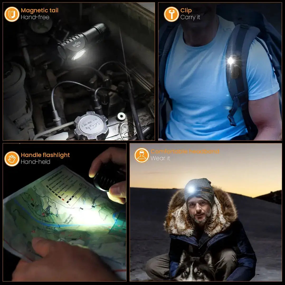 Sofirn HS10 USB C Rechargeable Mini Headlamp 1100lm 90CRI TIR Optics