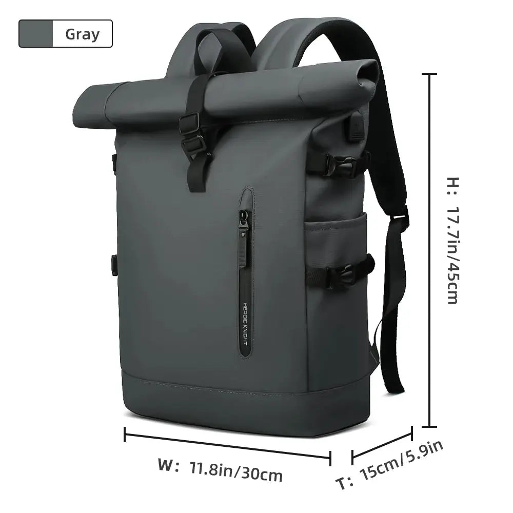 HK Large 15.6 Inch Laptop Backpack, gray, anti-theft travel backpack with USB port