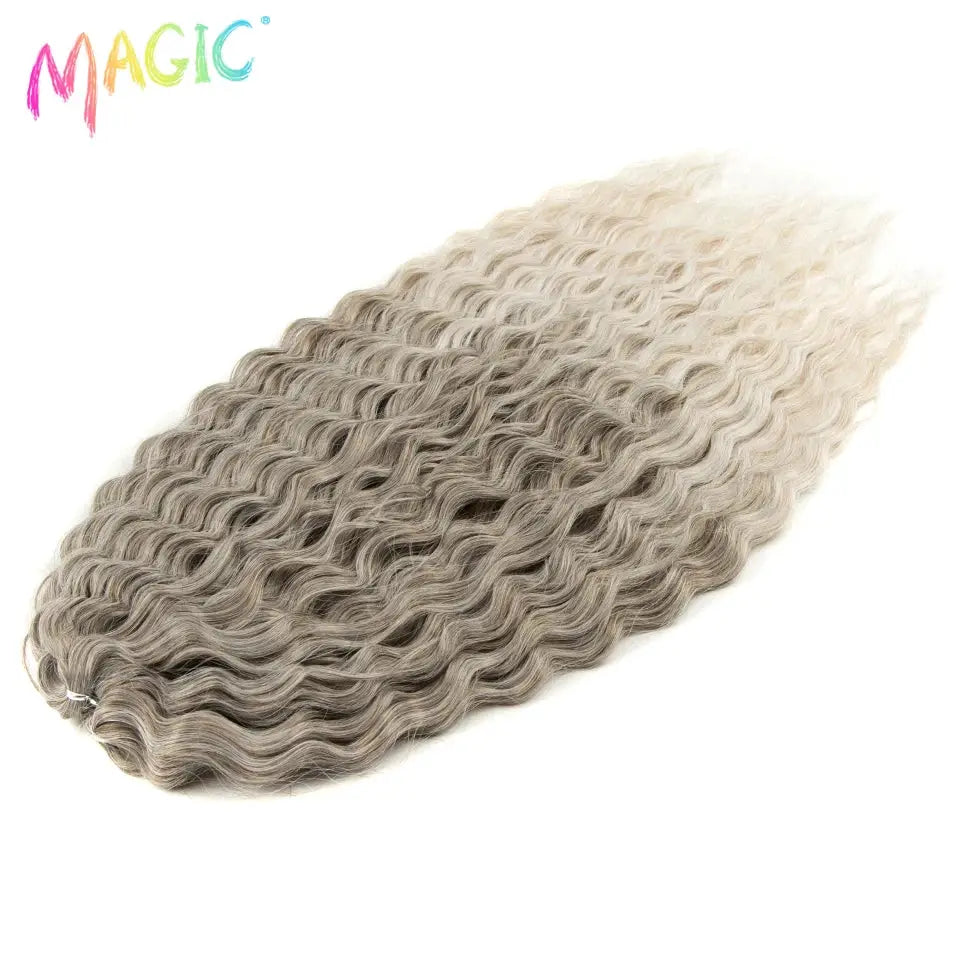 Magic Ariel Curl crochet hair extension in ombre blonde, 22-inch deep-wave braiding hair