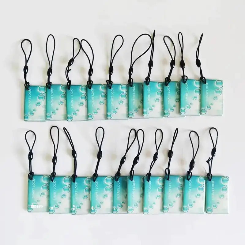Simples Market 20-pack proximity RFID cards, teal, 13.56MHz M1 IC, with black lanyards