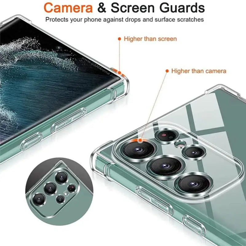 CrystalShield Clear Case For Samsung Galaxy S24 S23 S22 S21 Plus Ultra Shockproof Transparent Protection