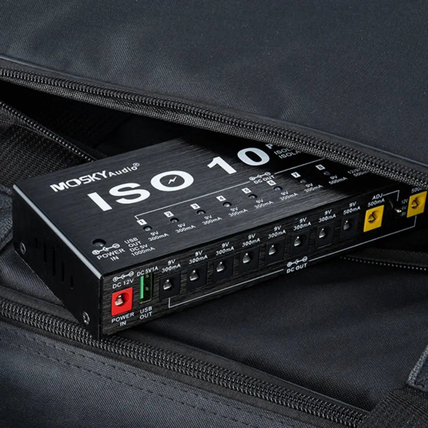 MOSKY ISO-10 Guitar Pedal Power Supply With 10 Isolated DC Outputs And 5V USB For 9V 12V And 18V Pedals