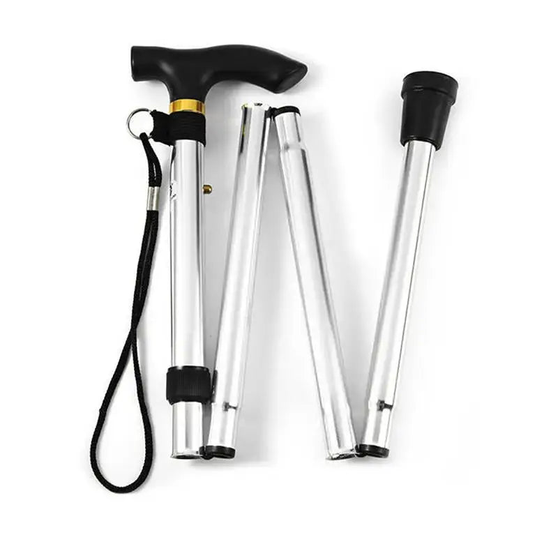 Telescopic walking stick trekking pole with aluminum alloy shaft, black handle and wrist strap