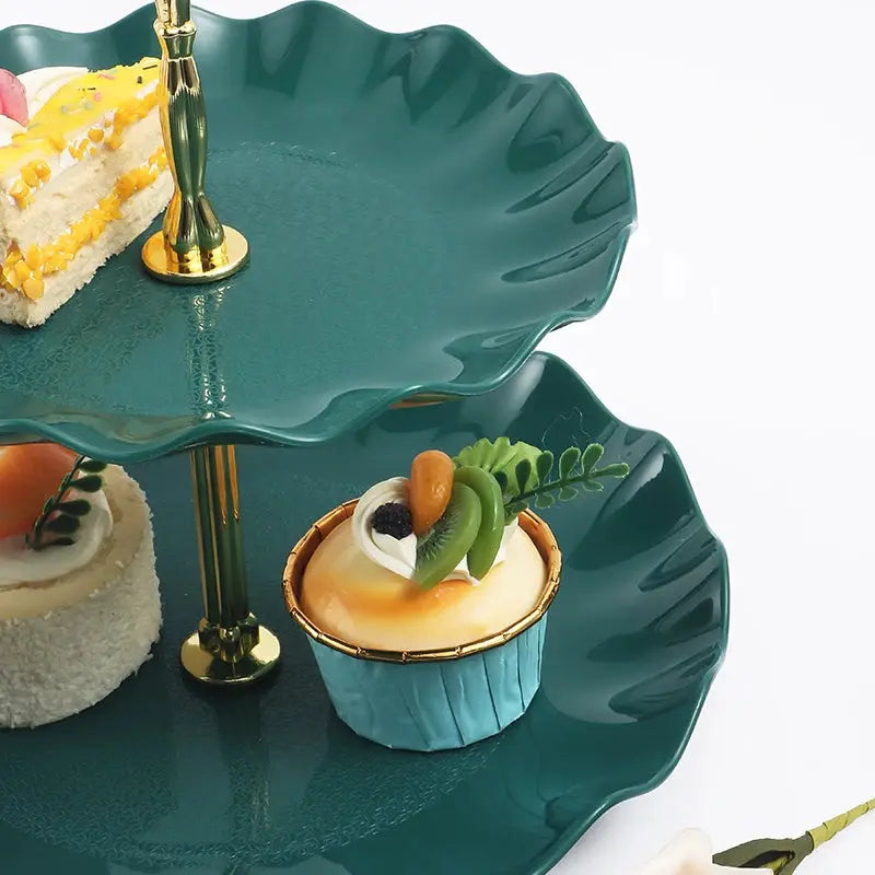 Double Layer Cake Stand Round Dessert Display For Weddings Parties
