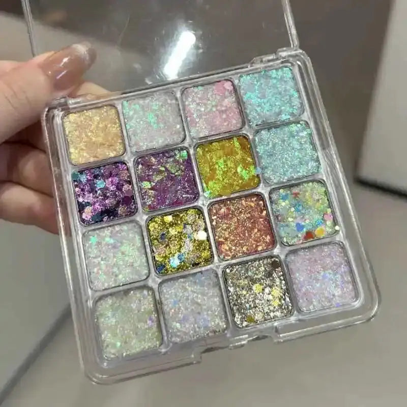 16 Grid 16 Color Solid Rubbing Powder Palette For Nail Art DIY Gradient Smudge Pat Pat Powder Seamless Finish