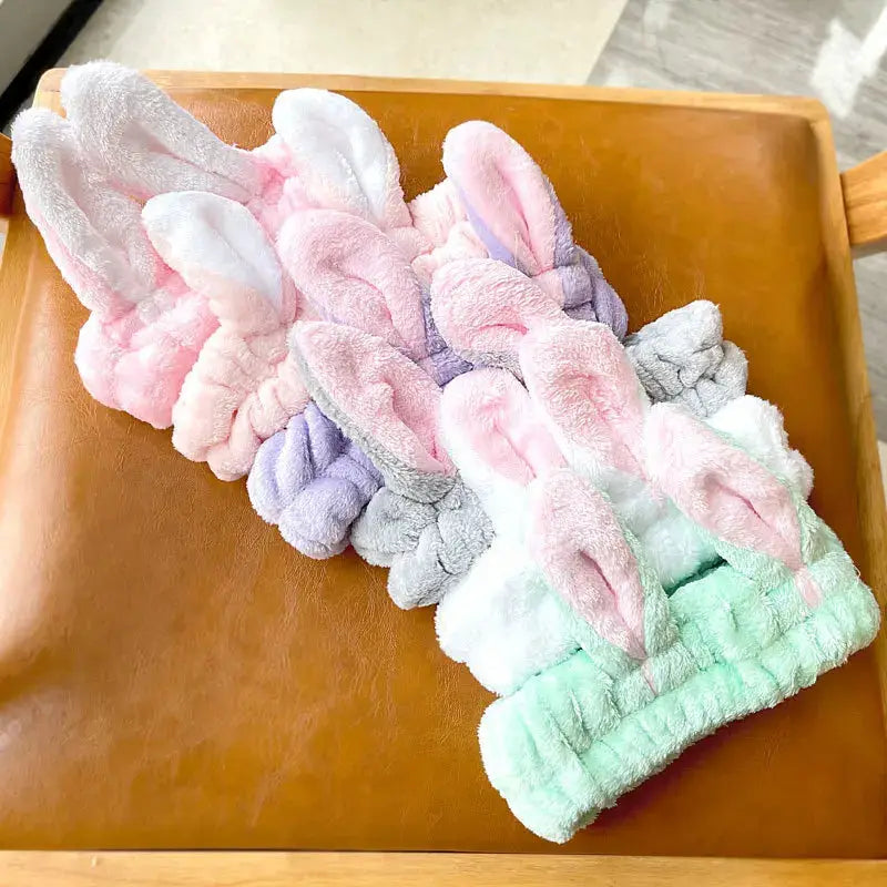 BambooBloom Rabbit Ear Headband Soft Bamboo Fiber With Elastic Strap For Washing And Makeup