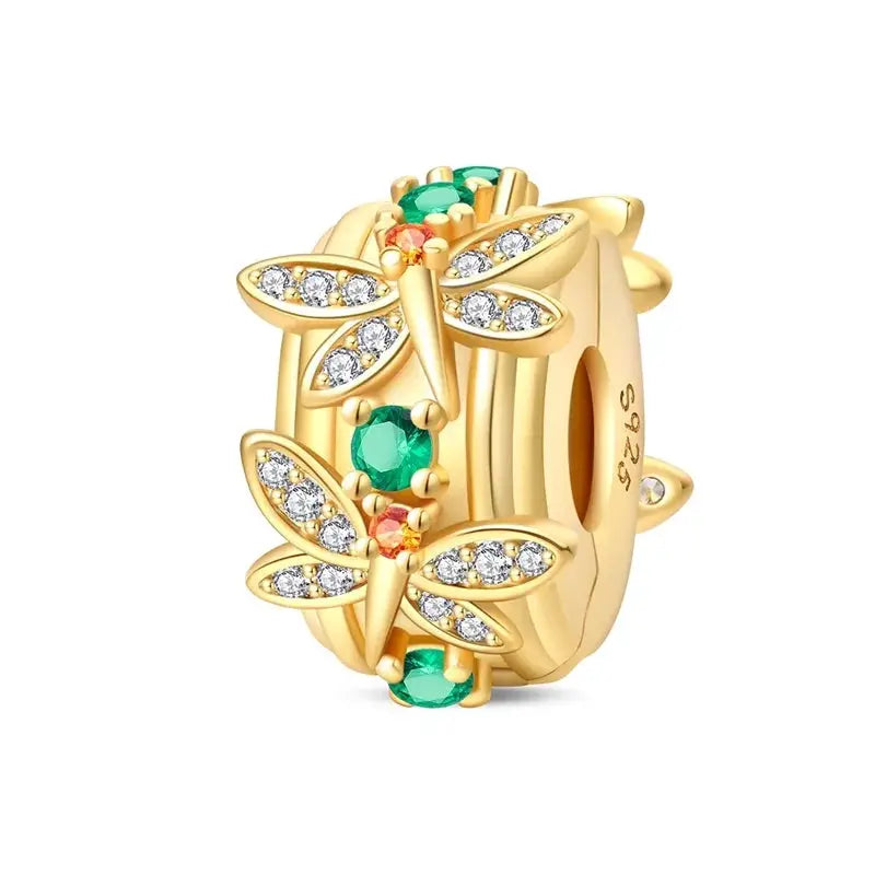 925 Sterling Silver Gold DIY Charms Beads Inlaid Zirconium Sun Leopard Pendants Fit Bracelet For DIY Jewelry Making