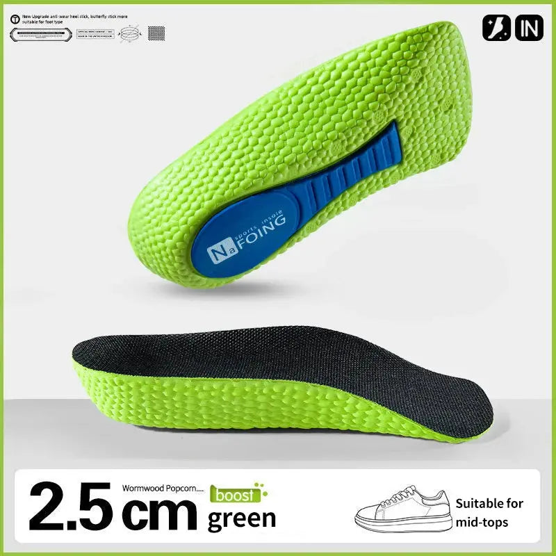 Memory Foam Height Increase Insoles For Men And Women Arch Support Flat Feet Orthopedic Heel Lift Insole Sneakers