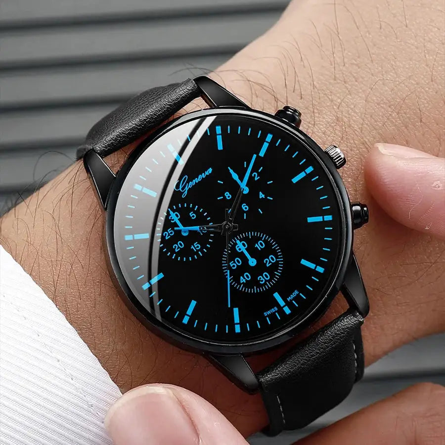 Nova 3 Piece Mens Analog Quartz Watch Set With Leather Bracelet And Necklace Included For Versatile Business Casual Wear