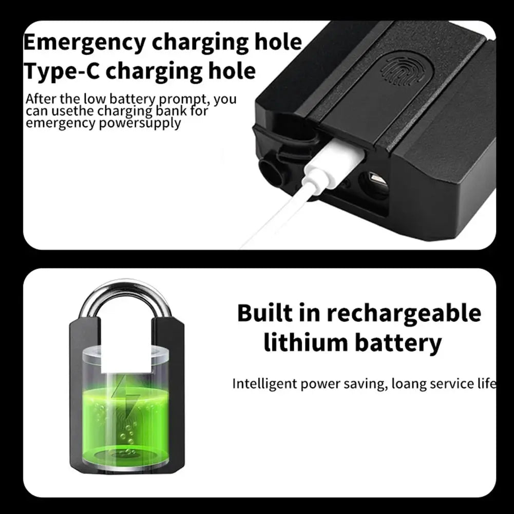 BBDHOME smart padlock with fingerprint keyless, IP67 waterproof outdoor.