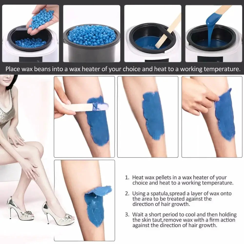 500ml wax heater machine by Simples Market with LCD display and blue waxing beads