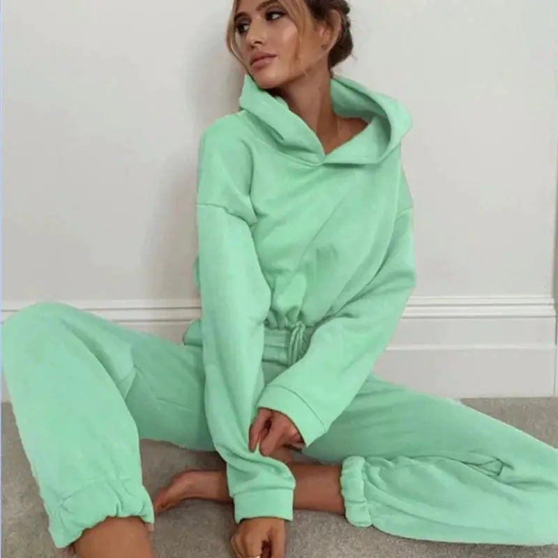 Fashion Trend Womens Long Sleeve Sports Casual Two Piece Set Lightweight Knit Blend With Stretch For Comfort