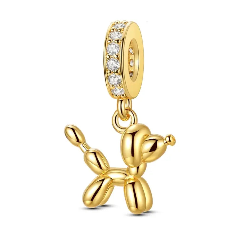 925 Sterling Silver Gold DIY Charms Beads Inlaid Zirconium Sun Leopard Pendants Fit Bracelet For DIY Jewelry Making