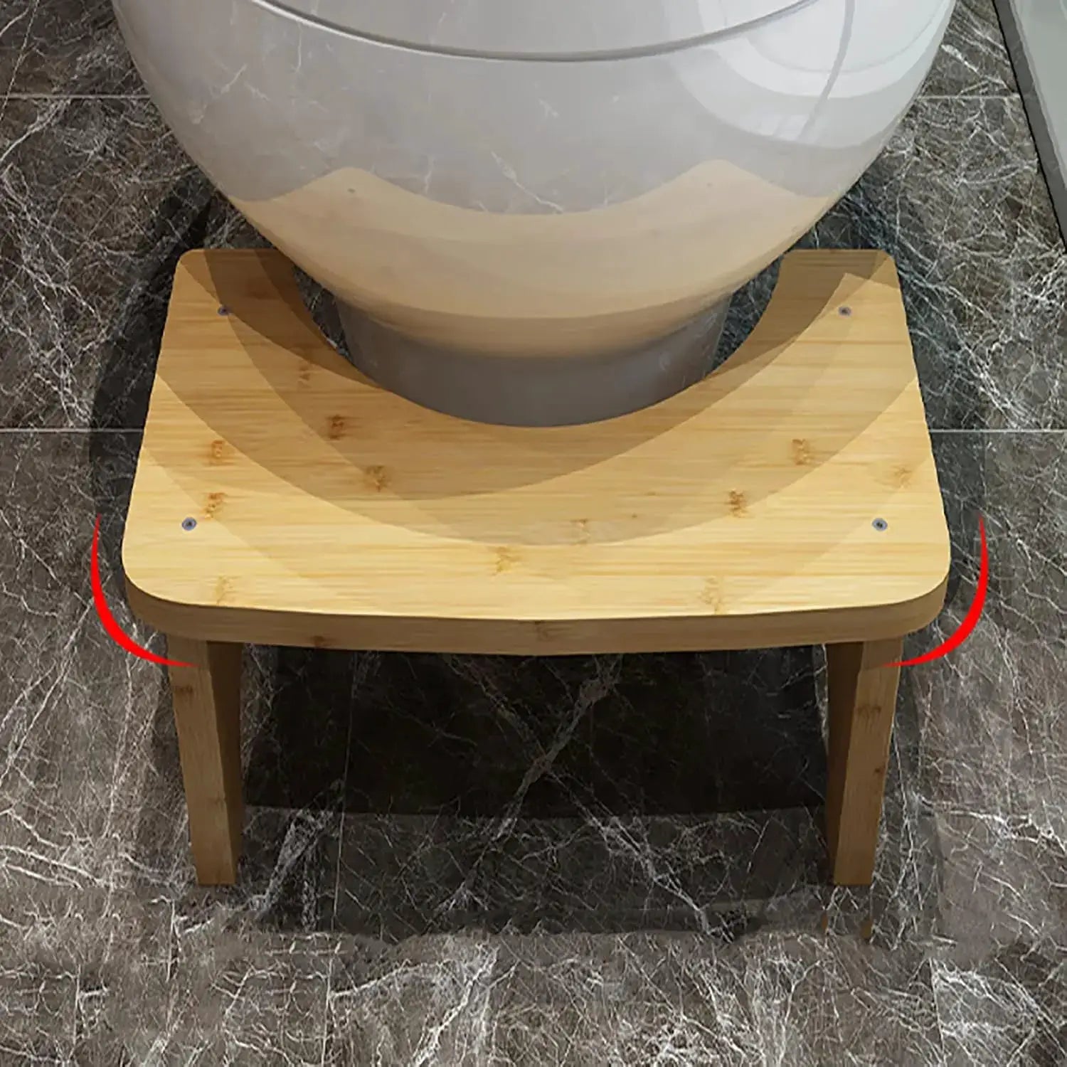 EcoBamboo No Installation Bamboo Squat Toilet Stool Non Slip for Comfort and Posture for Adults and Children