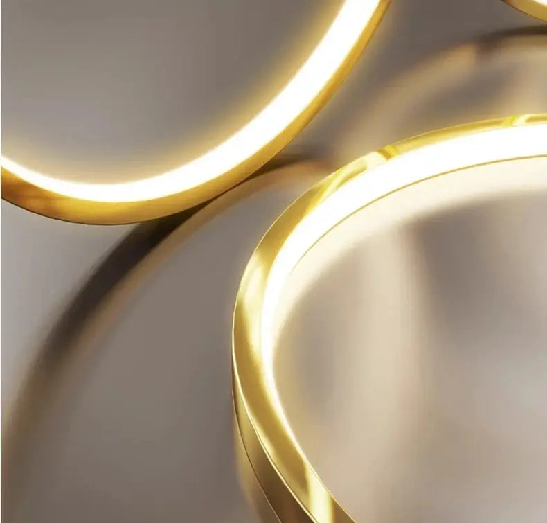 LED pendant lights with gold ring design (set of 2) by Simples Market