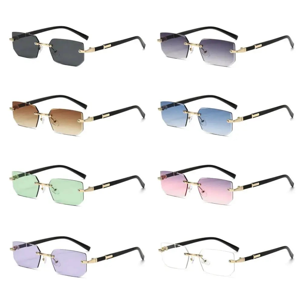 Rimless Edge Rectangle Sunglasses Unisex Frameless Designer Fashion Y2K Vintage Square Sun Glasses