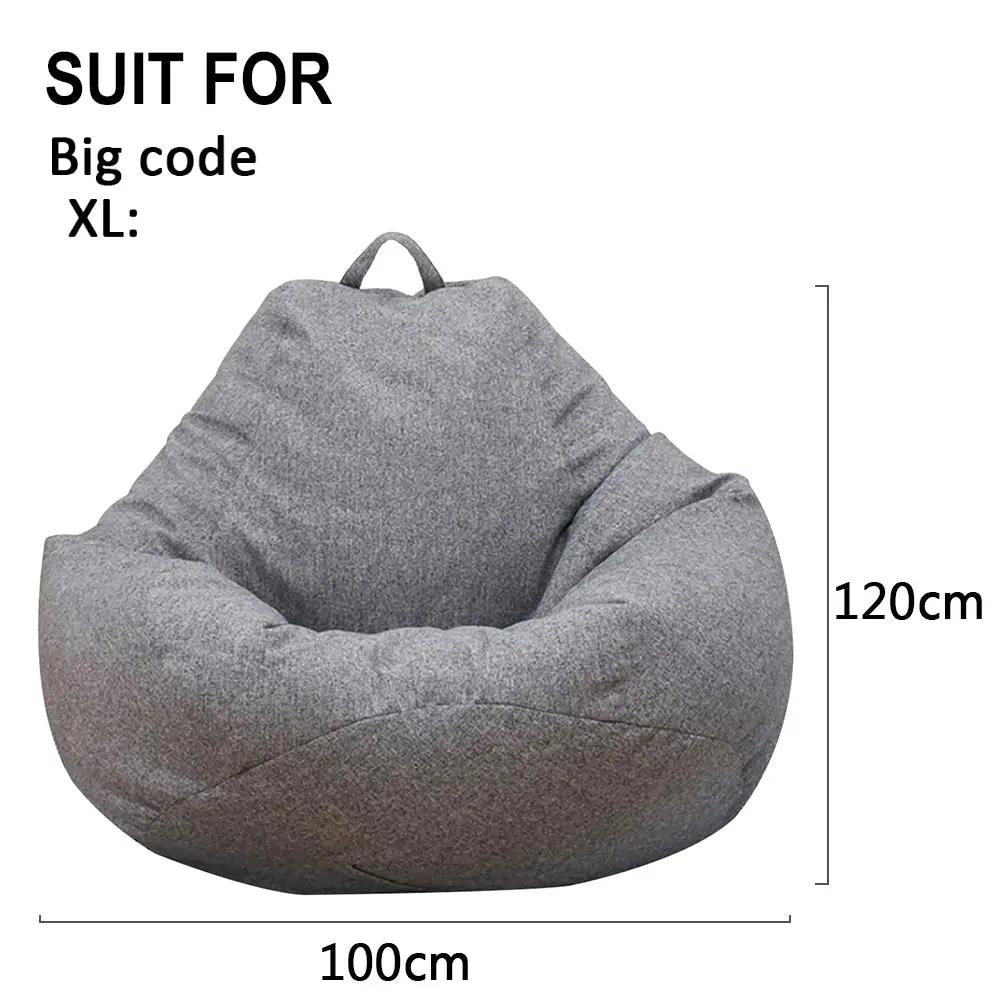 Bean bag lounger by Simples Market in gray linen fabric, 100x120 cm