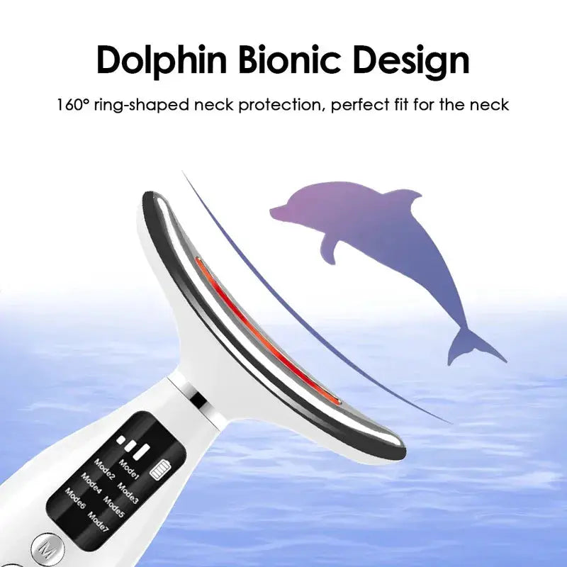 7 Colors LED Face And Neck Beauty Device With Vibration Massage And LED Light Therapy For Home Use 7 Modes 3 Levels
