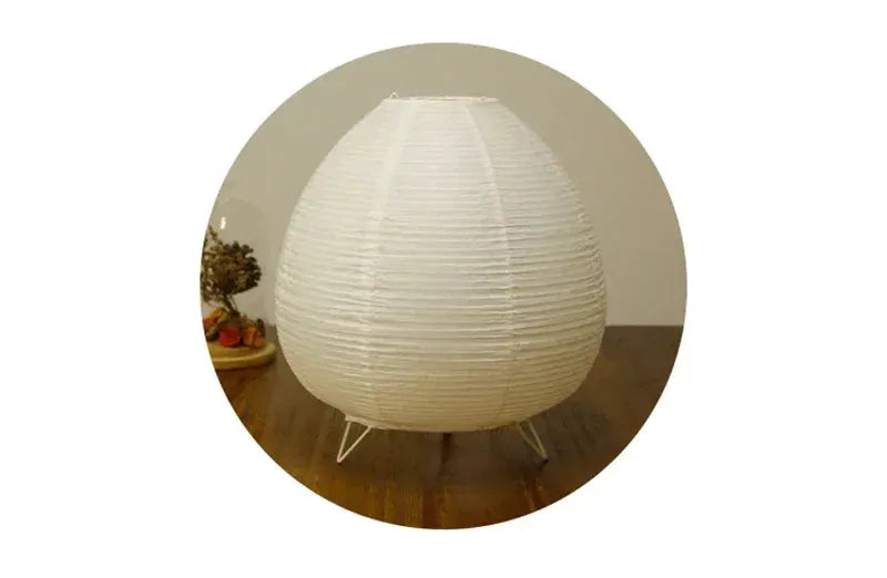 Japanese Lantern LED Table Lamp with white rice paper shade and tripod base