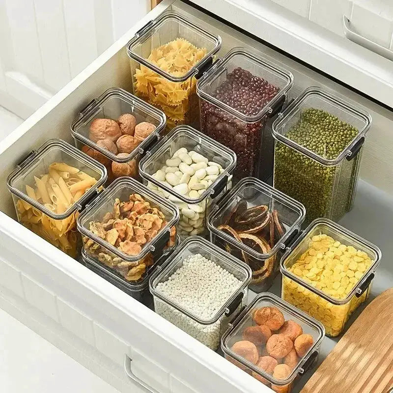 Kitchen Multigrain Snack Sealed Storage Box For Dried Fruit Dry Goods Jar Drawer Moisture Proof PET Plastic Container