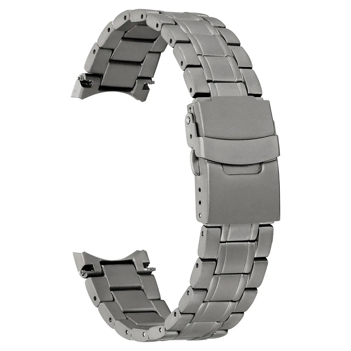 Full titanium watch bracelet, 20mm wide, with quick-release clasp in silver-gray finish