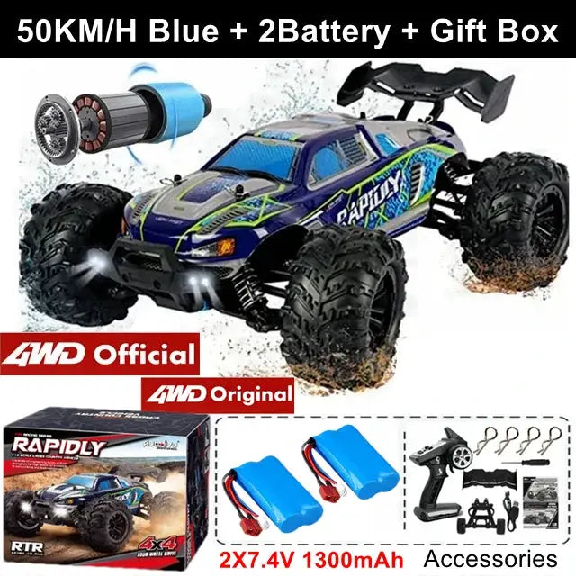 4WD Remote Control Off Road 4X4 High Speed Brushless Buggy Truck 80 KMH Drift Racing Toy for Kids and Adults