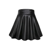 High Waist Faux Leather Textured A Line Mini Skirt For Women Slim Fit Versatile Fashion
