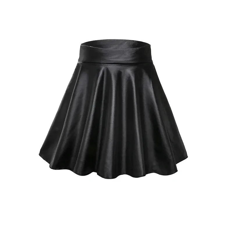 High Waist Faux Leather Textured A Line Mini Skirt For Women Slim Fit Versatile Fashion