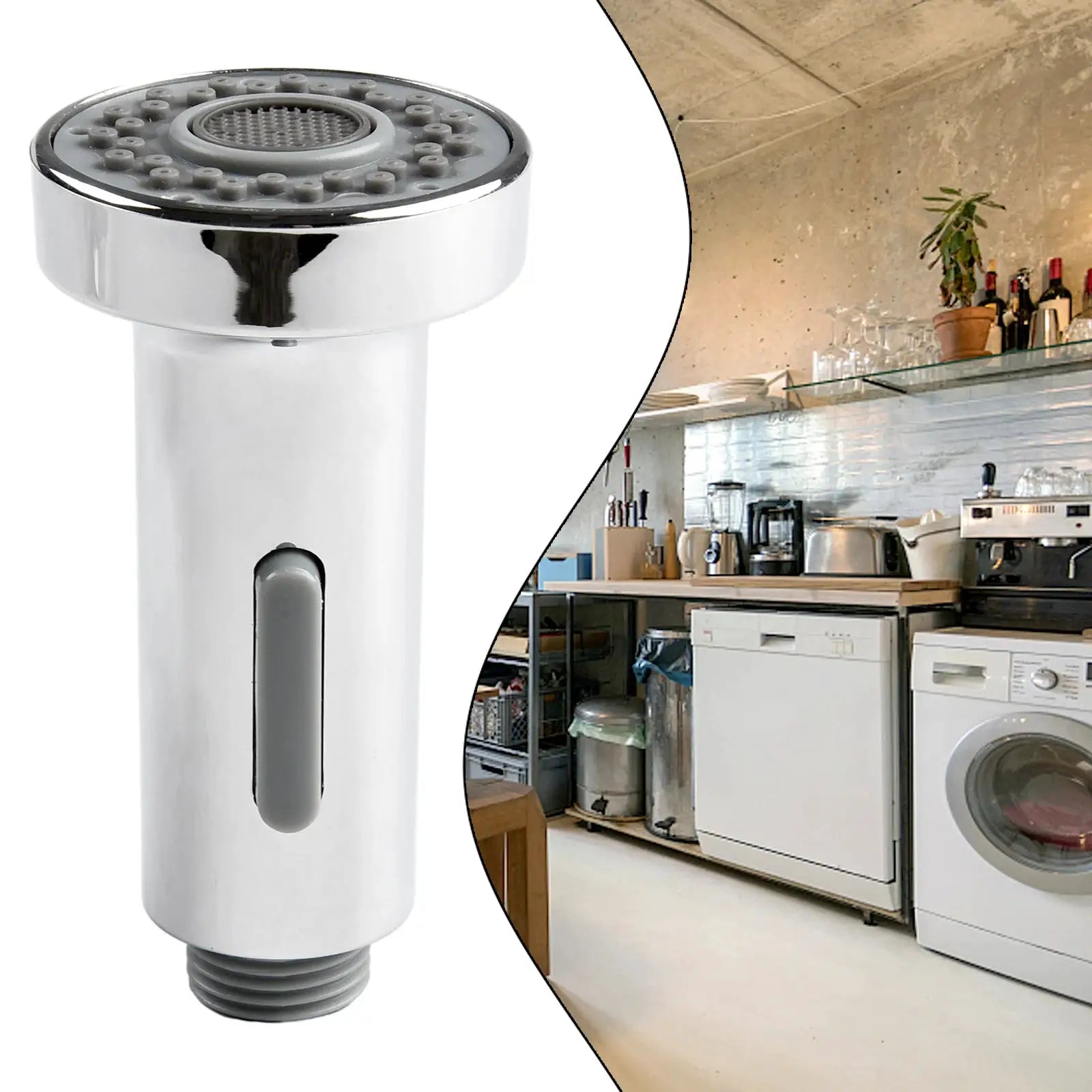 ABS kitchen faucet head replacement with chrome pull-down sprayer nozzle by Simples Market
