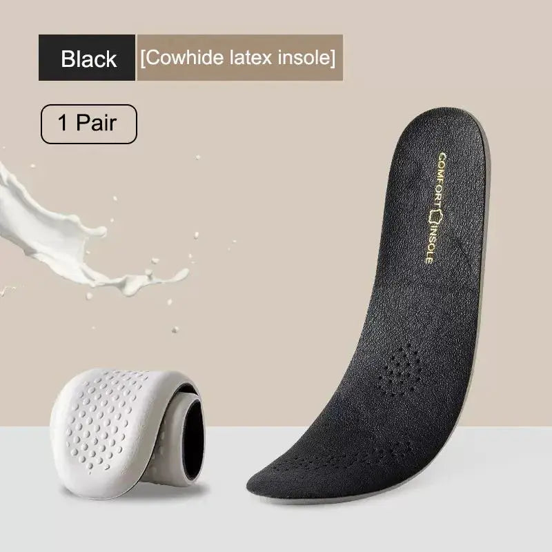 Leather Latex Sports Insoles For Shoes With Arch Support Cowhide Cushion Pads Shock Absorbing Plantar Fasciitis Inserts