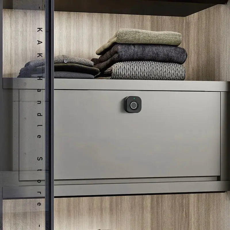 KAK biometric fingerprint cabinet lock, black keyless drawer lock.