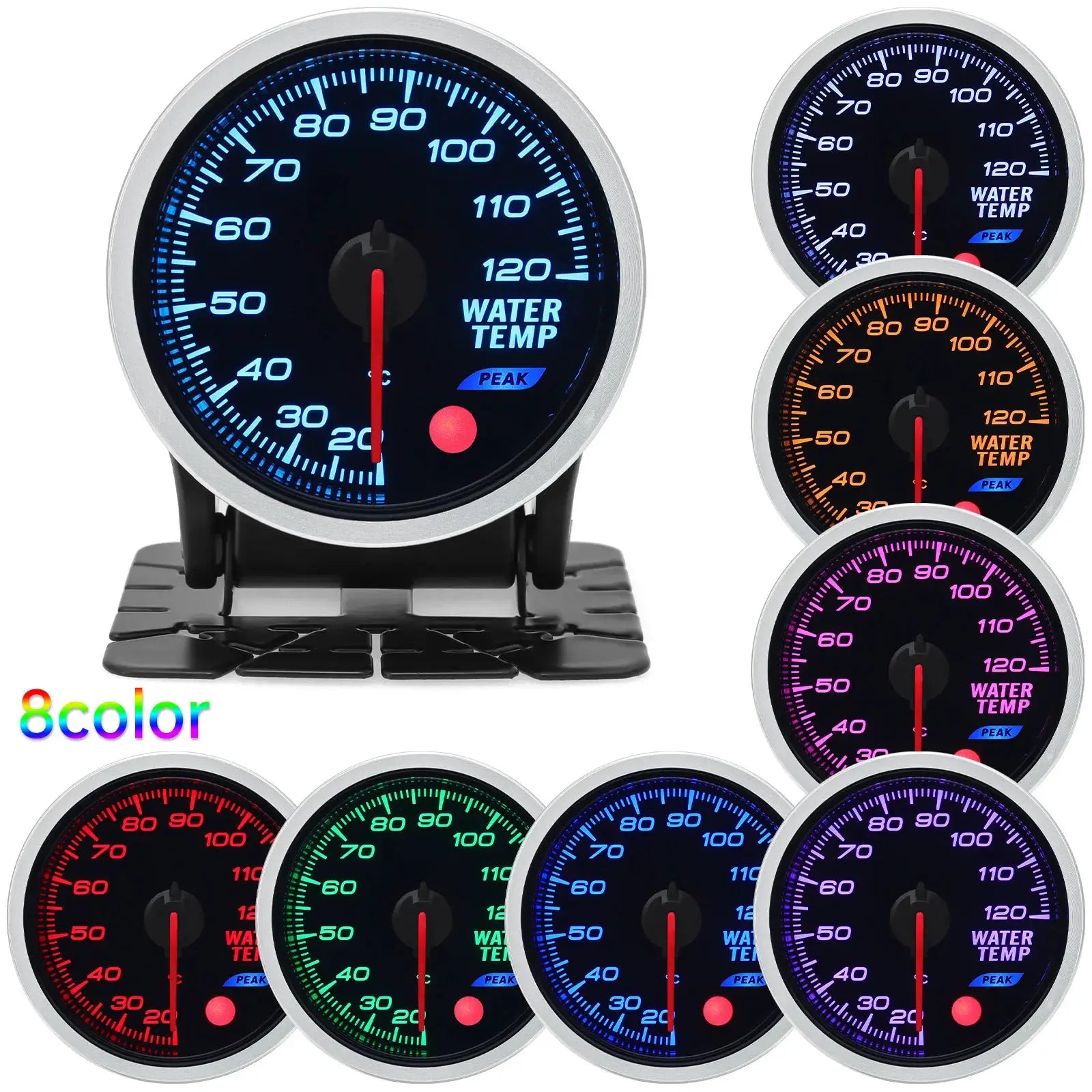 Simples Market universal 52mm 8-color gauge set for oil pressure, oil temp, water temp, EGT, turbo boost, tachometer