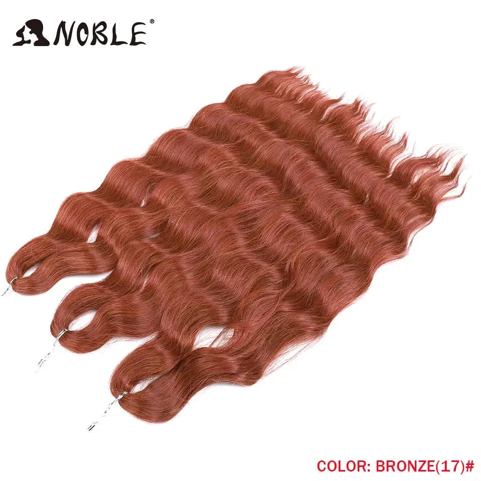 Noble Hair synthetic loose deep wave 24in braiding extensions, bronze color, 5-pack