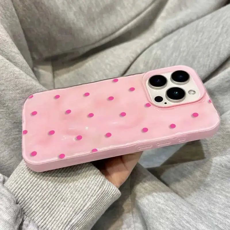 Polka Dots Shockproof Phone Case For iPhone 11 To 17 Pro Max And 17 Air Black Soft TPU