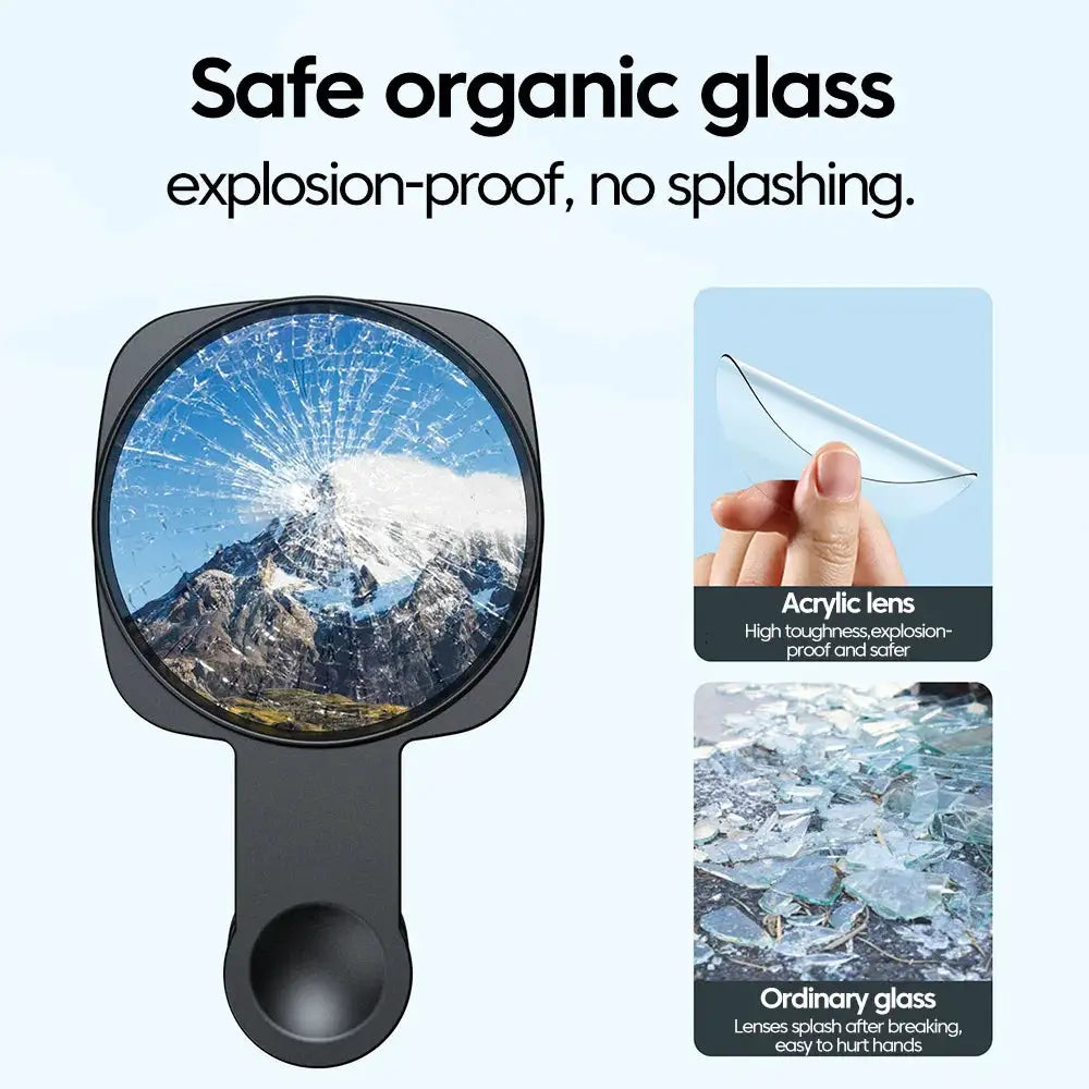Smartphone camera lens selfie mirror clip kit by Simples Market, black clip for iPhone and Samsung phones