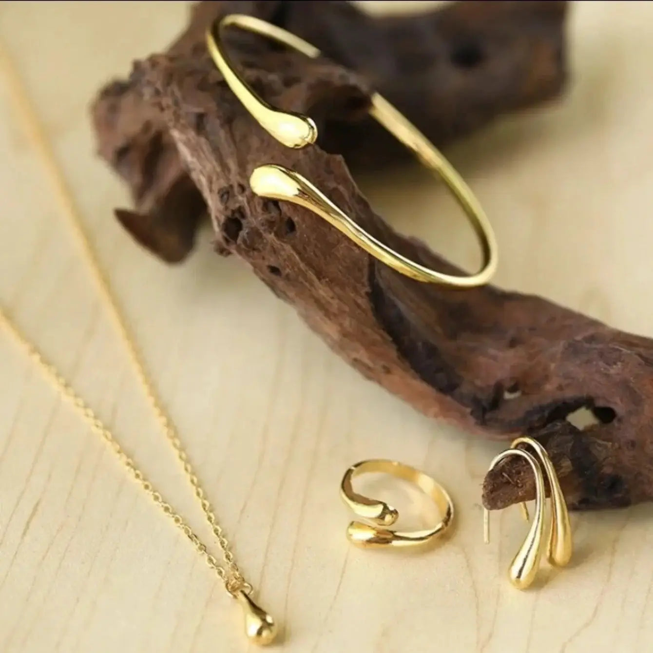 Fashion Teardrop Jewelry Set For Women Necklace Earrings Ring Bracelet Elegant Engagement Party Gift