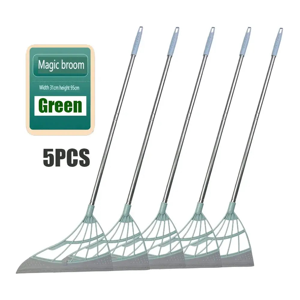 Simples Market 5pcs green magic broom window cleaning wipers with silicone blades and stainless steel handles