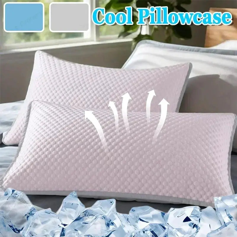 Pillowcases (2) by Simples Market, soft pink cooling fabric with dotted texture, 48x70cm