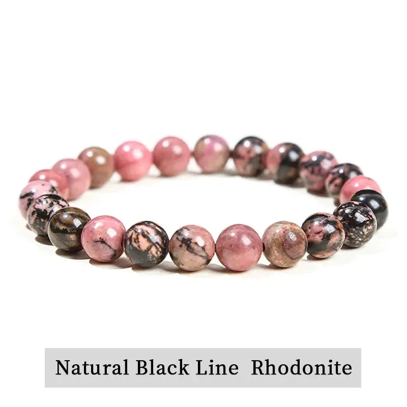 JD Natural Stone Beads Bracelet Amethyst Tiger Eye Crystal Quartz Agate Unisex Bangle Reiki Healing Jewelry Gift