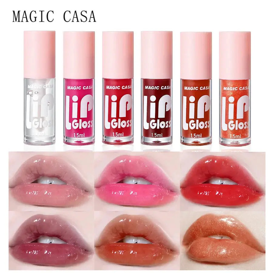 Magic Casa Six Piece Hydrating Jelly Lip Oil Set Long Lasting Moisturizing Shine