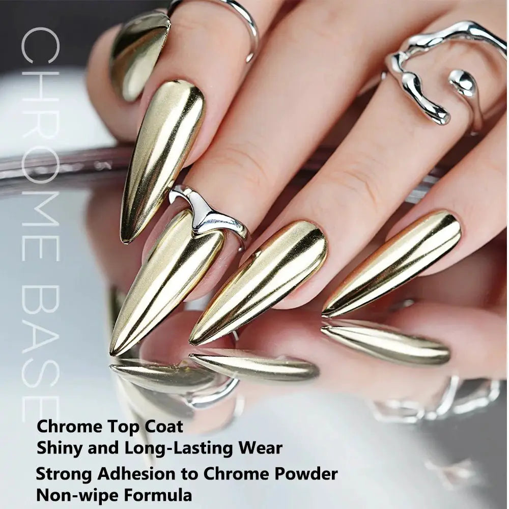 KODIES Chrome Top Coat Gel Nail Polish - UV Gel Finish, 15ML, No Wipe, Semi - Permanent - Simples Market