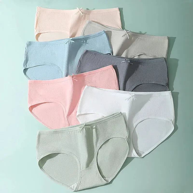 7-pc cotton women's panties set by Simples Market in pastel colors, breathable low-waist briefs
