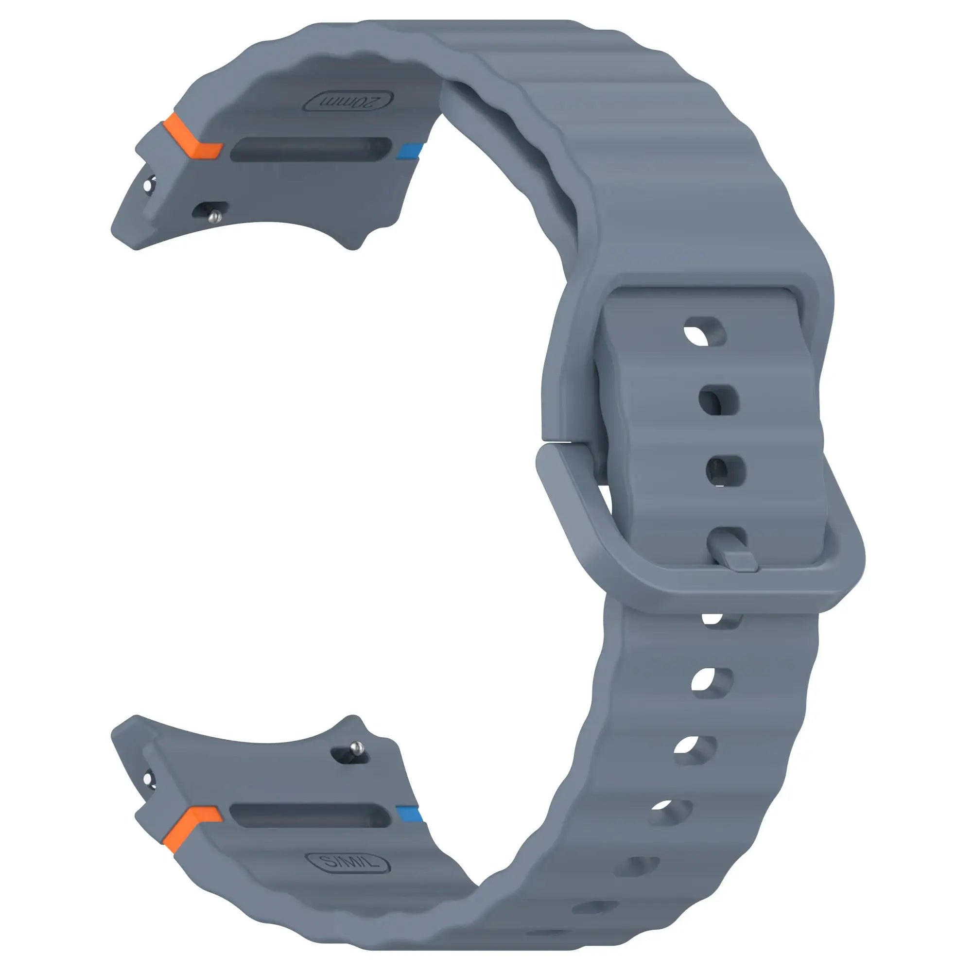 Original silicone watch band for Samsung Galaxy Watch 7/FE/5 Pro/6/4, blue-gray with orange accents Simples Market