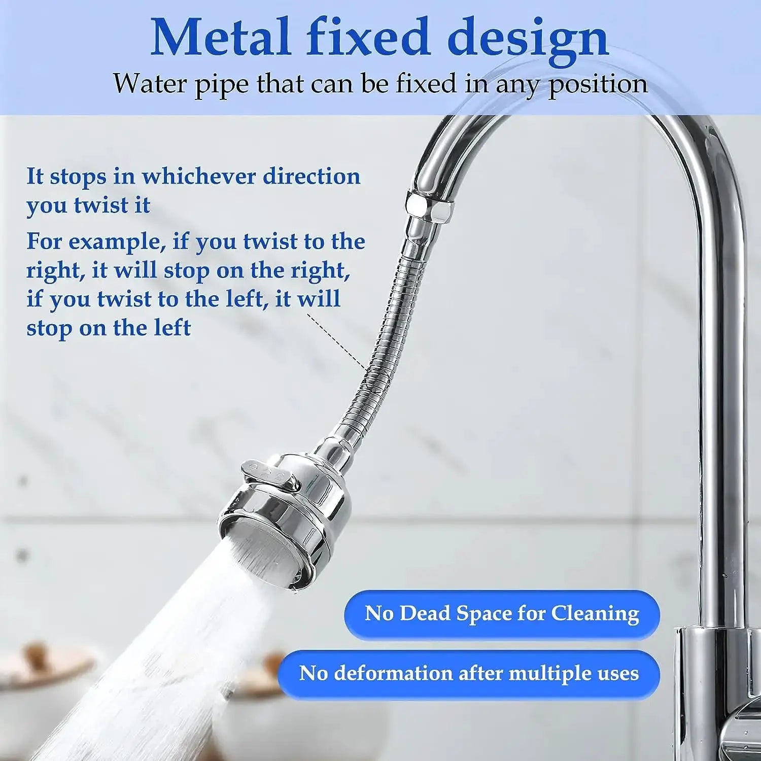 Simples Market universal kitchen faucet spray nozzle with 2/3 modes, chrome flexible hose, 360° rotation